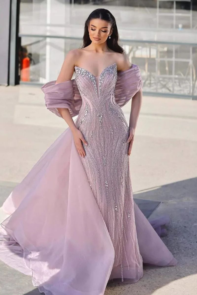 Althéa Crystal Mermaid Prom Dress in Blush Pink
