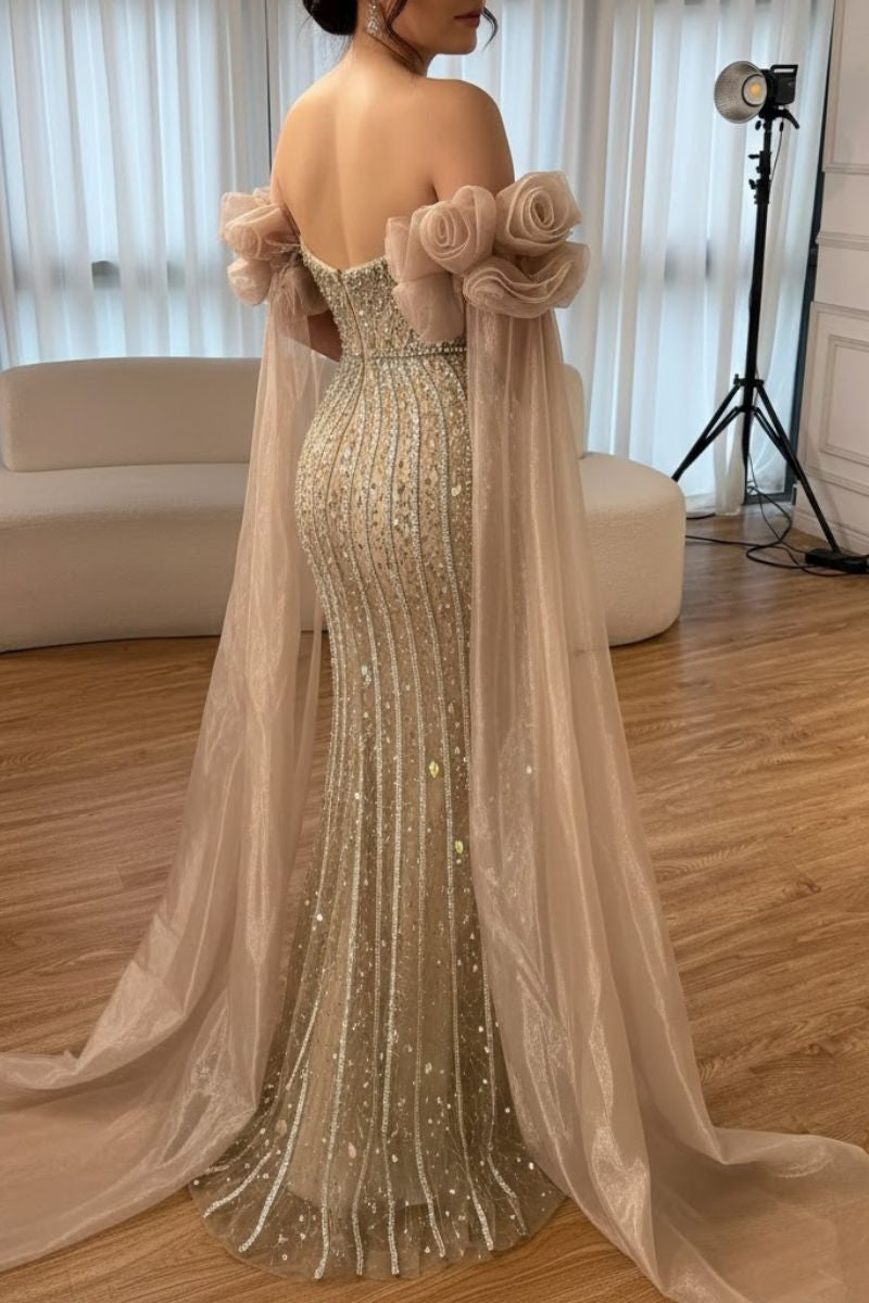 Calenne Crystal Column Prom Dress 