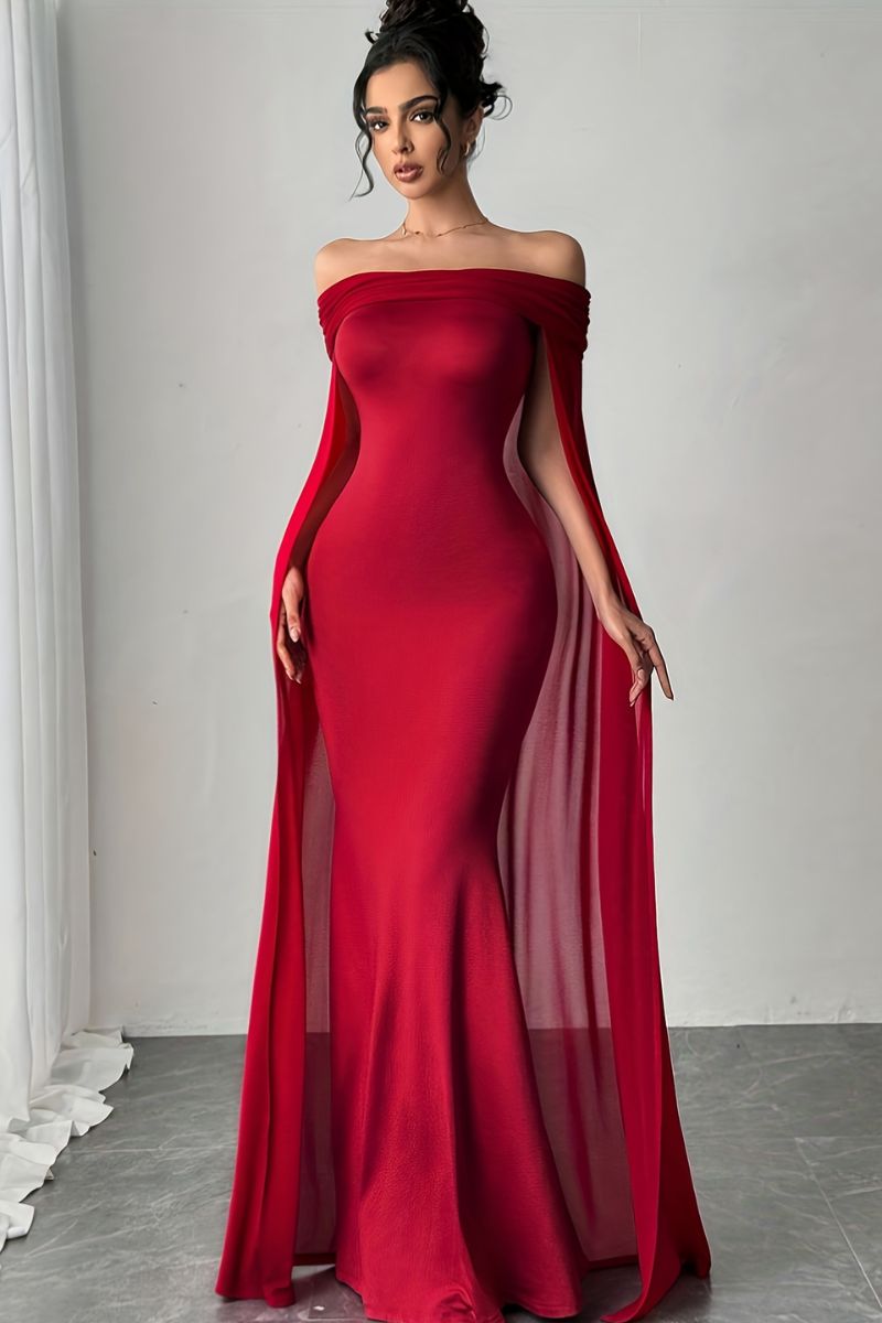 Lucinda Strapless Fitted Maxi Dress in Red