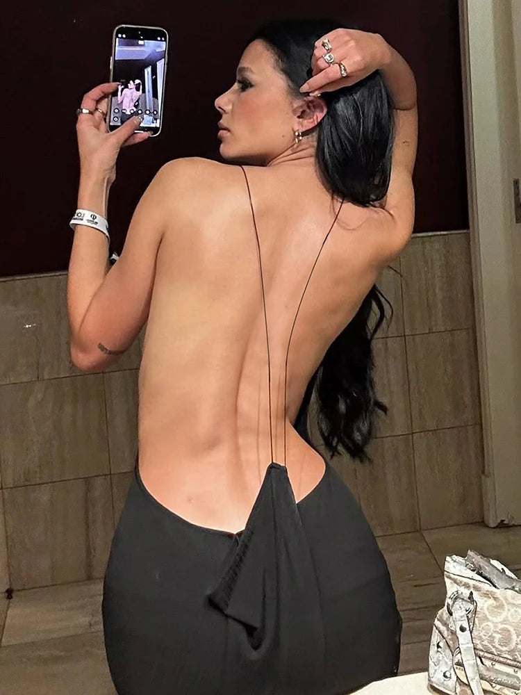 Isabella Black Backless Maxi Dress