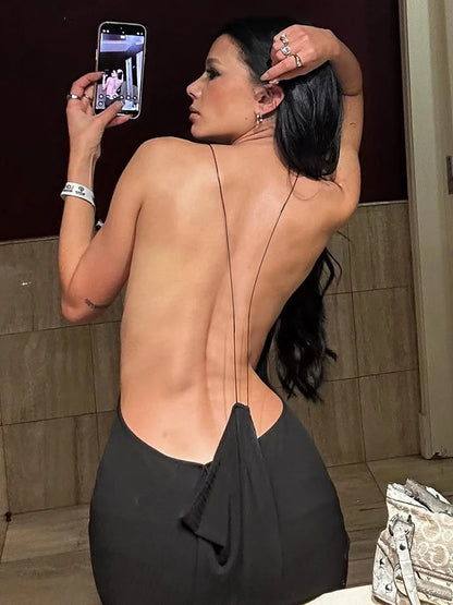 Isabella Black Backless Maxi Dress