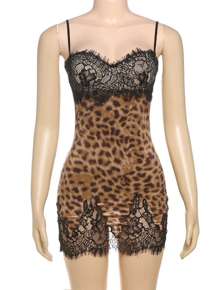Zara Spaghetti-Strap Leopard Print Mini Dress