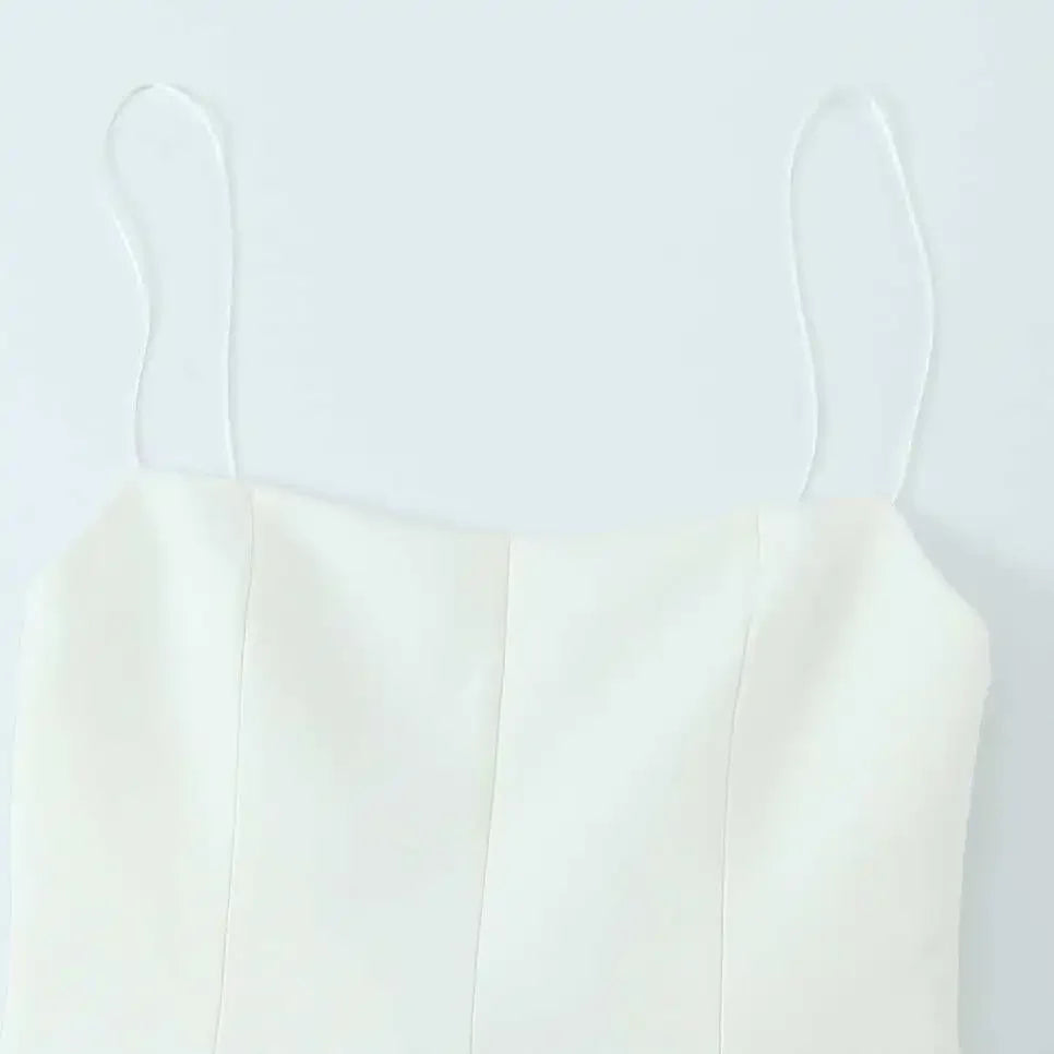 Chloe Spaghetti-Strap A-Line Mini Dress in White