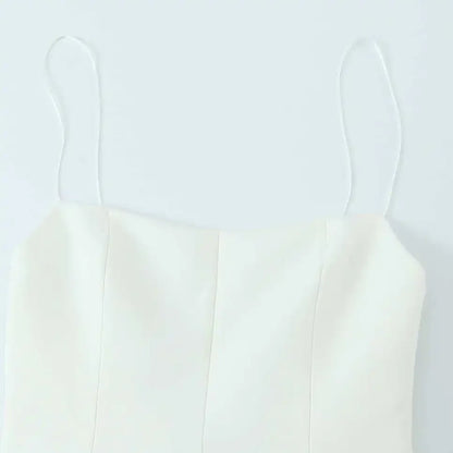 Chloe Spaghetti-Strap A-Line Mini Dress in White