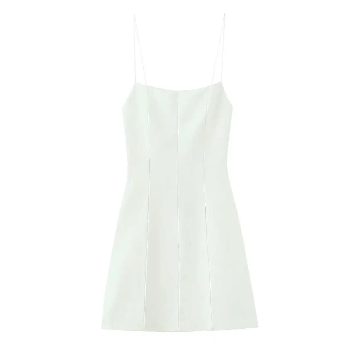 Chloe Spaghetti-Strap A-Line Mini Dress in White