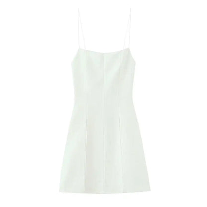 Chloe Spaghetti-Strap A-Line Mini Dress in White