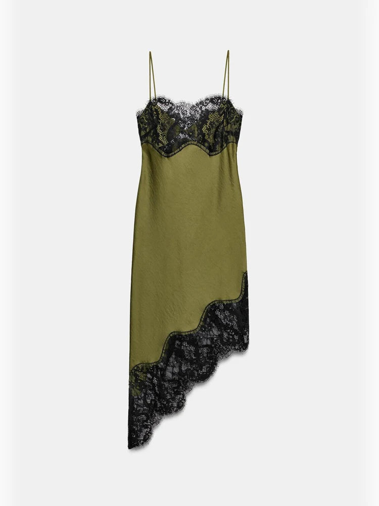 Isla Spaghetti-Strap Mini Dress in Green