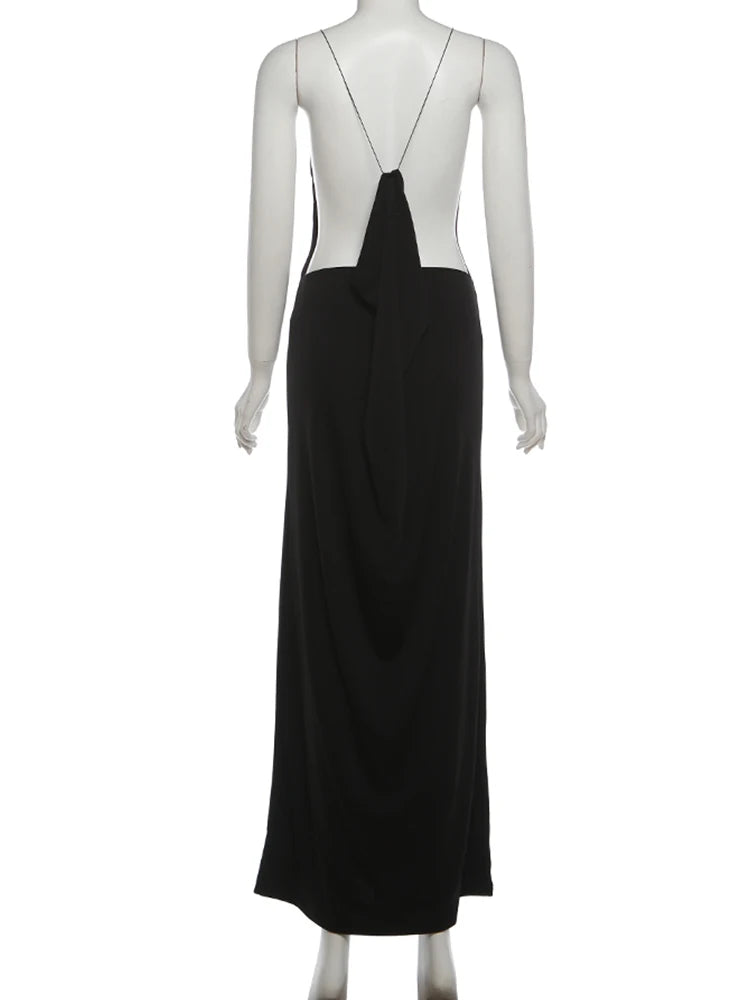 Isabella Black Backless Maxi Dress
