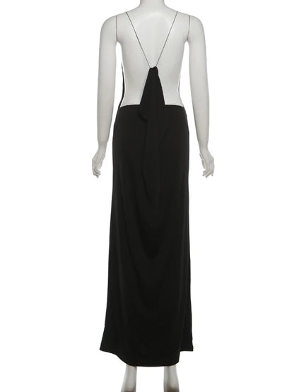 Isabella Black Backless Maxi Dress