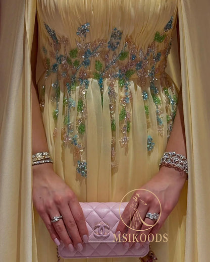 Liora Strapless Maxi Dress in Yellow