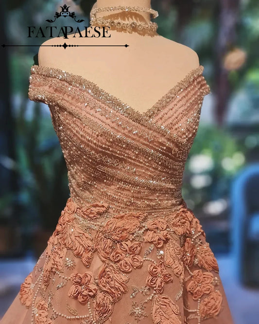 Elodie Embroidered Sequin Maxi Dress in Blush Pink