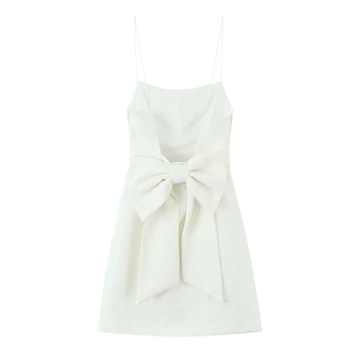Chloe Spaghetti-Strap A-Line Mini Dress in White