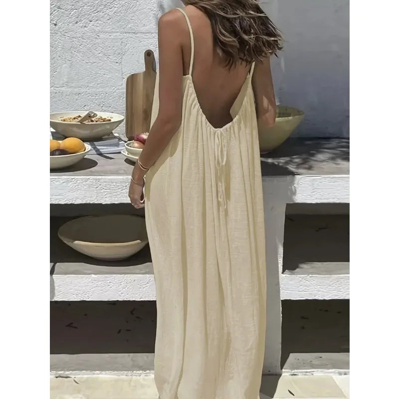 Layla Spaghetti-Strap Open Back Flowing Maxi Dress