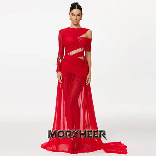 Mary Long-Sleeve Maxi Dress in Red